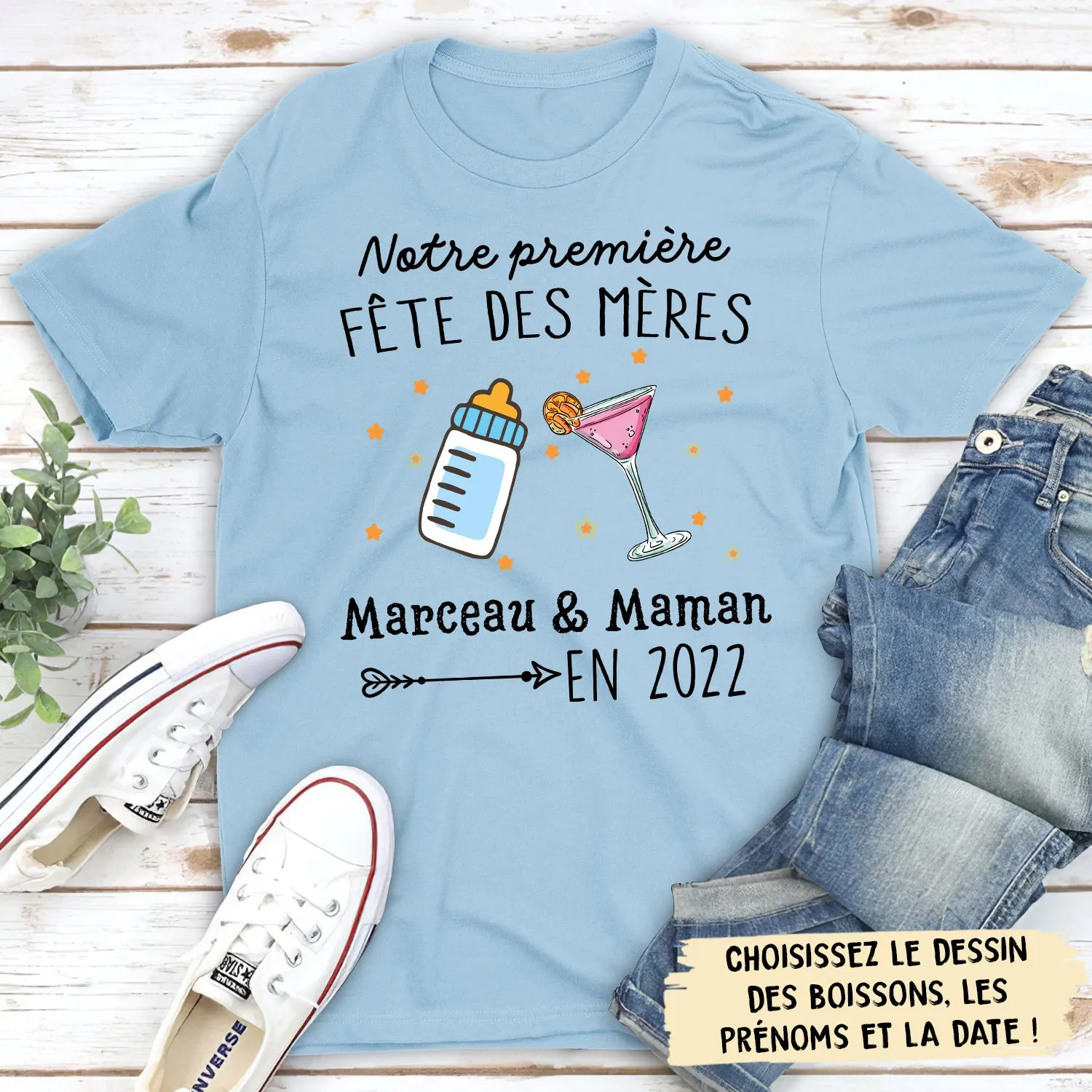 T-shirt Unisex Personnalisé - Notre Première Fête Des Mamans