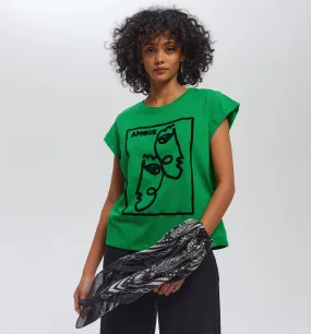 T-shirt à message Femme - Imprimé vert