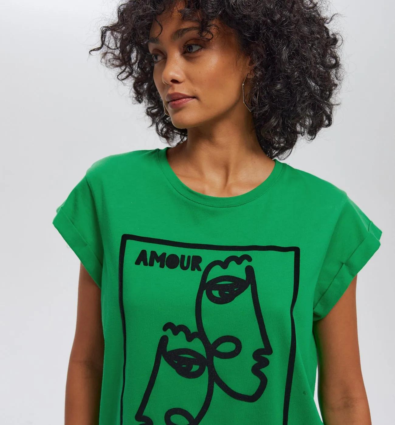 T-shirt à message Femme - Imprimé vert