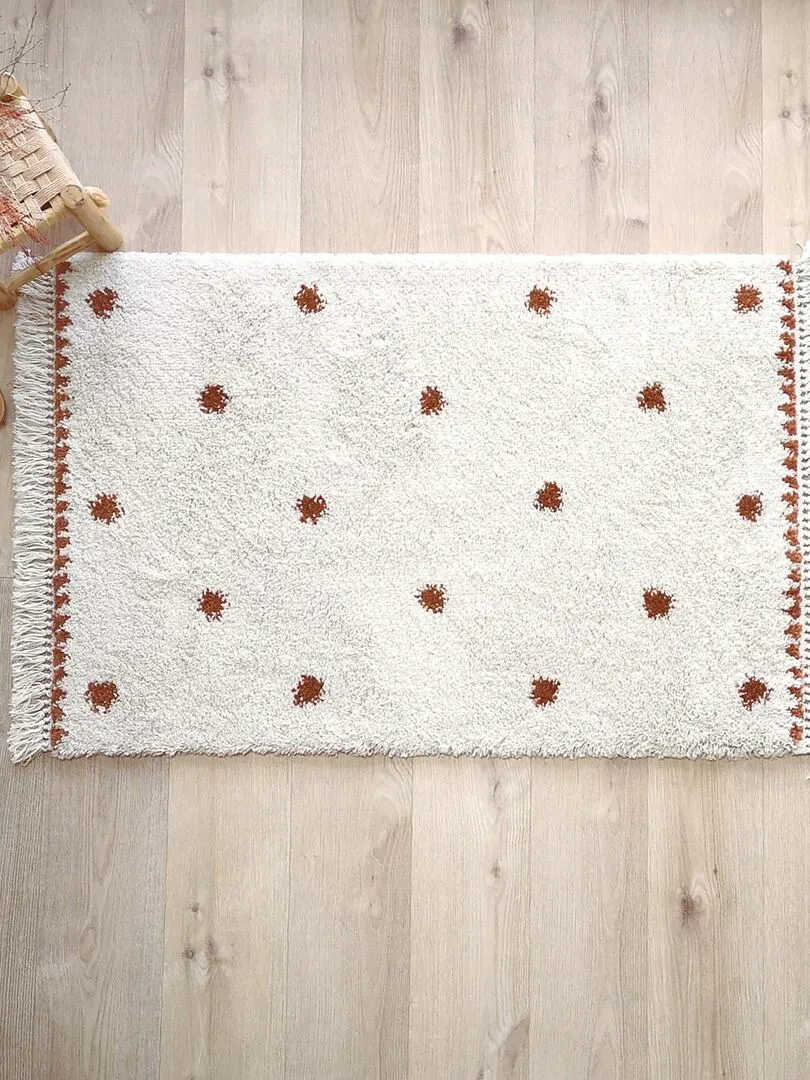 Tapis Rectangulaire Pois Terracotta Wooly (100 X 150 Cm) - Ecru