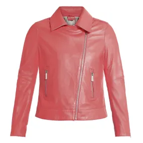 THEA (REF. 64792) ROSE FONCE - BLOUSON EN CUIR VÉRITABLE