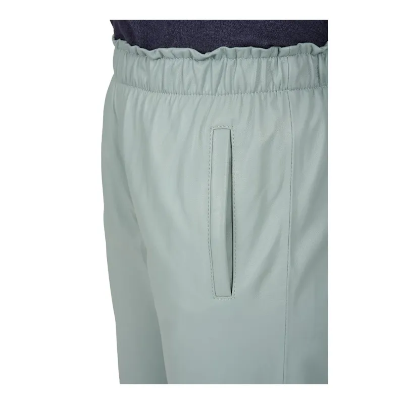 URANUS (REF. 64599) AMANDE- PANTALON LARGE  CUIR VÉRITABLE