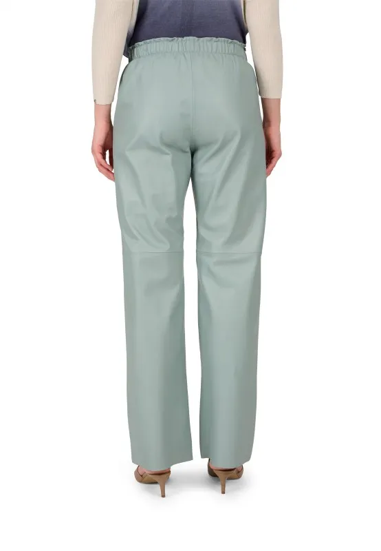 URANUS (REF. 64599) AMANDE- PANTALON LARGE  CUIR VÉRITABLE